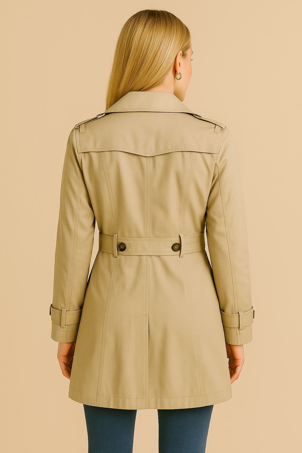 Beau | Women's Mid-Length Trench Coat with Buttons