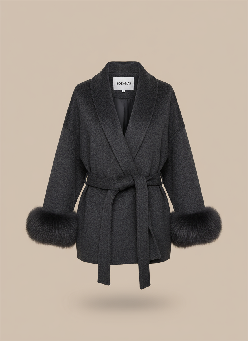 Eulalia - Tossy Fox Fur Wool Overcoat Women's Short Coat