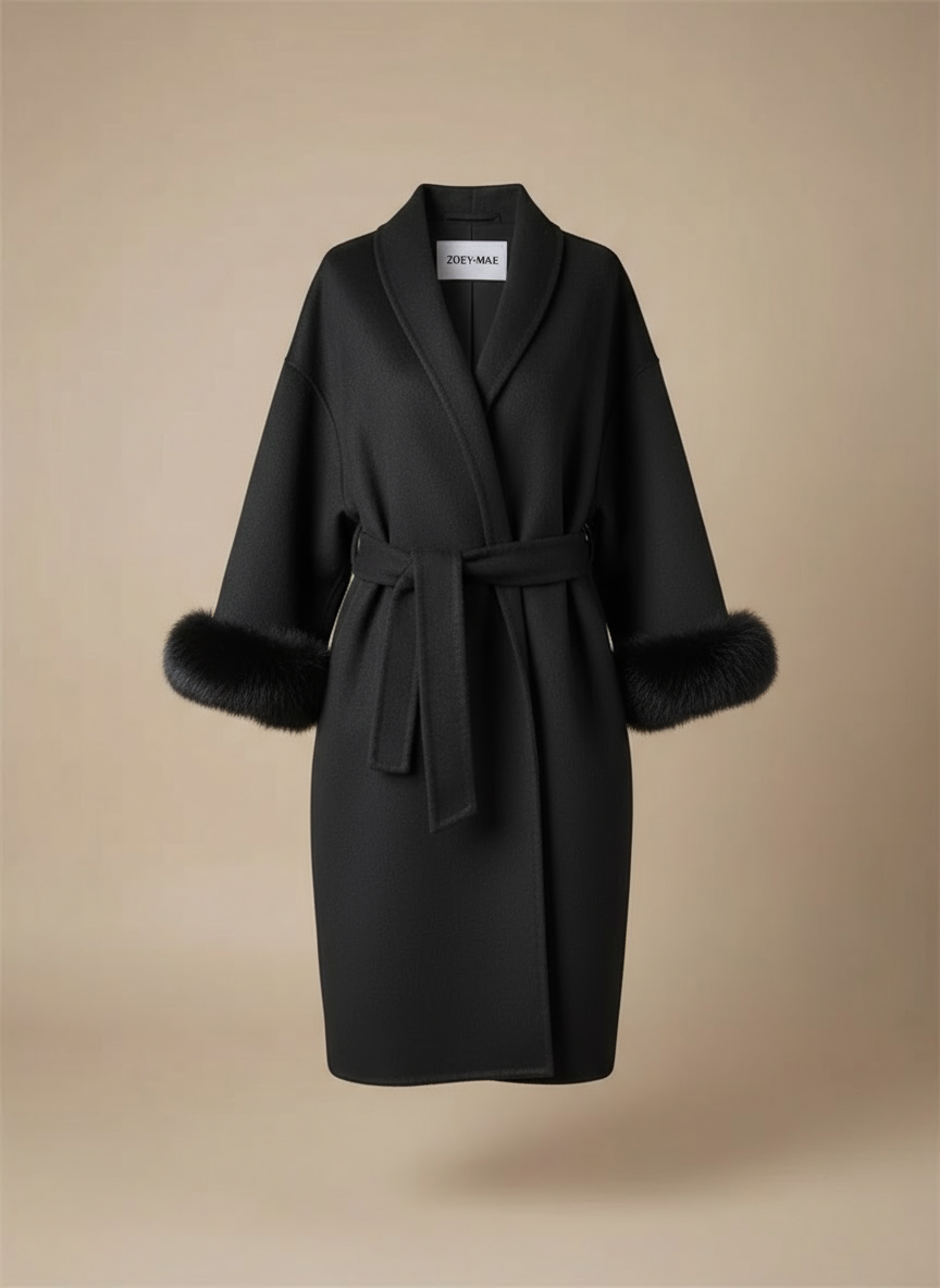 Eulalia - Tossy Fox Fur Wool Overcoat Women's Short Coat