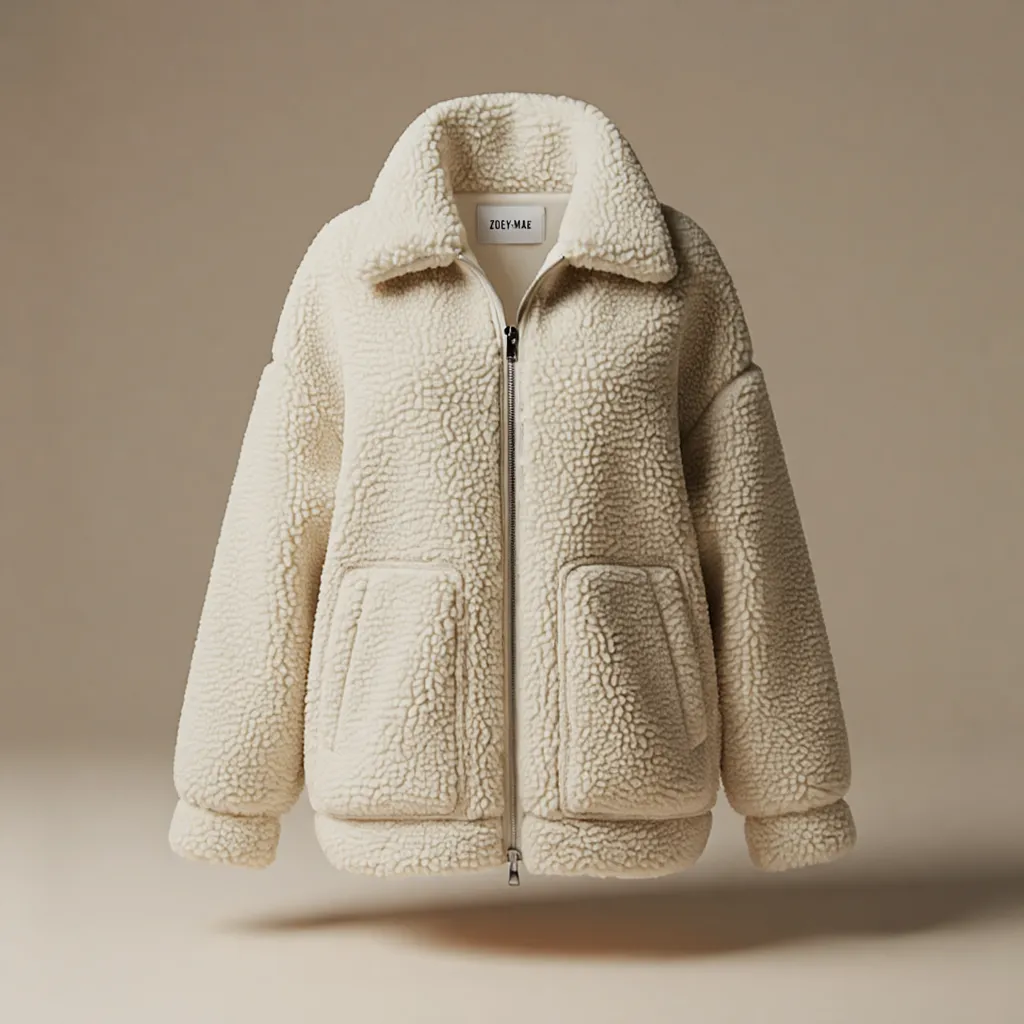 Jaidee - Women's oversized teddy coat with zipper