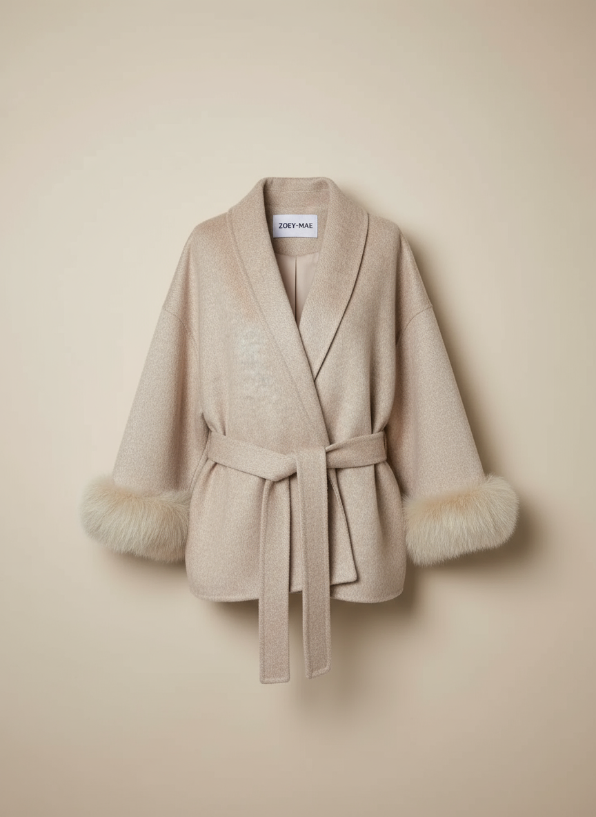 Eulalia - Tossy Fox Fur Wool Overcoat Women's Short Coat