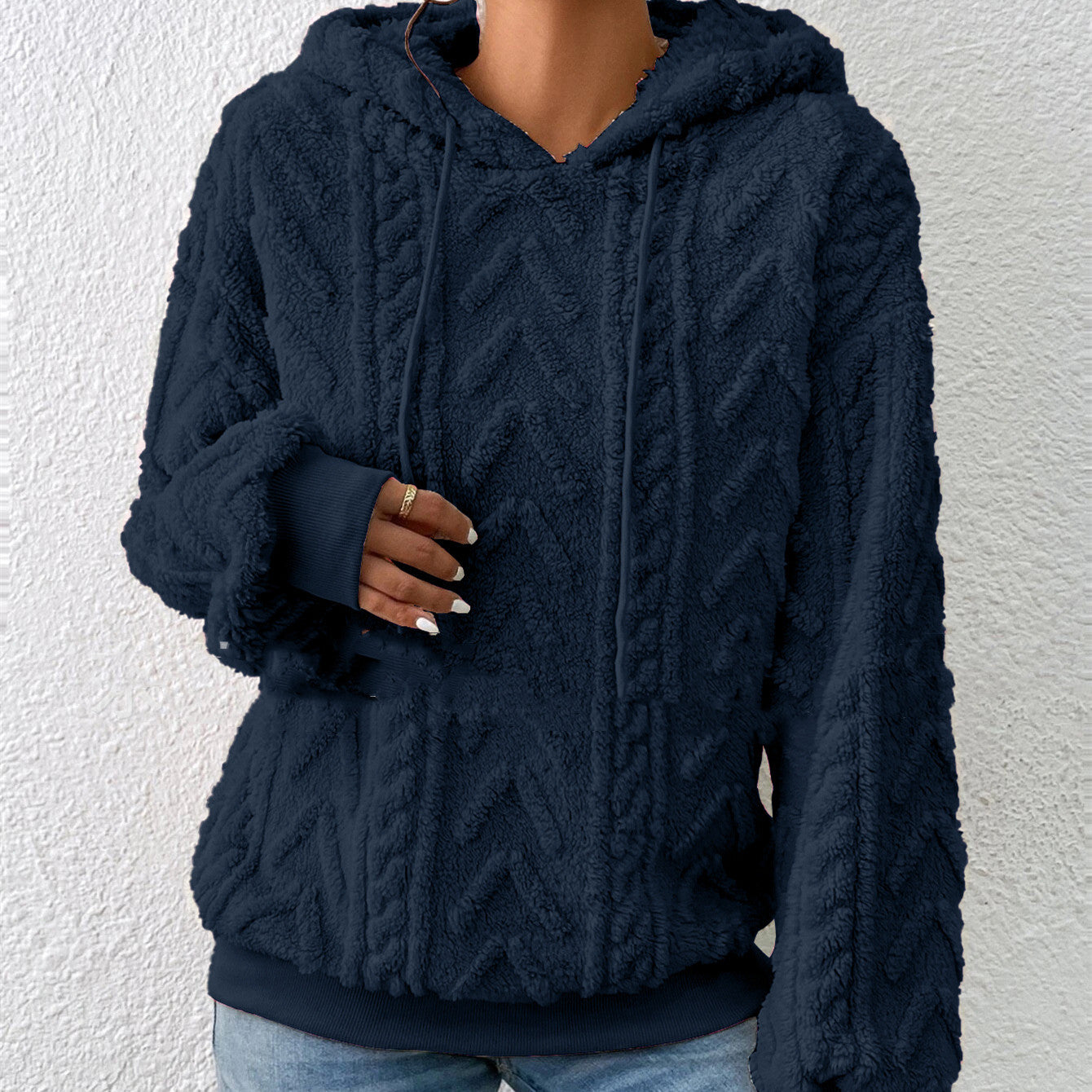 Dames Teddy Hoodie met Geometrisch Patroon | Ralomy