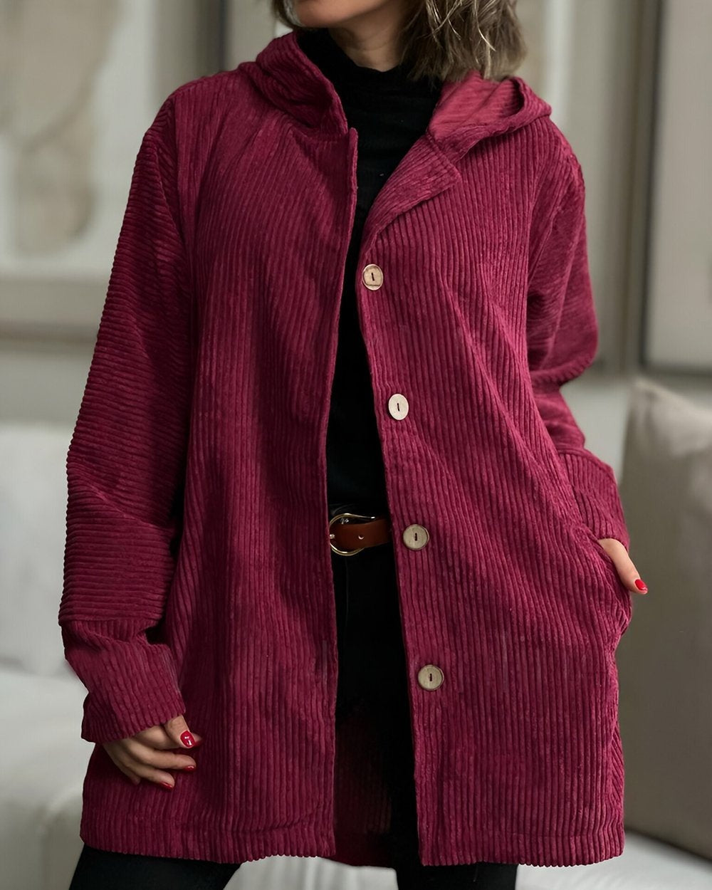 Velicia | Cozy Corduroy Hooded Jacket