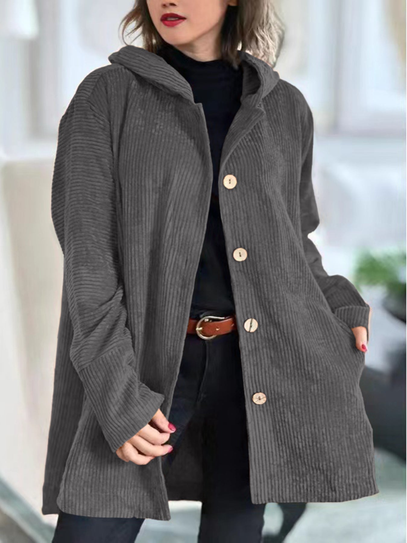 Velicia | Cozy Corduroy Hooded Jacket