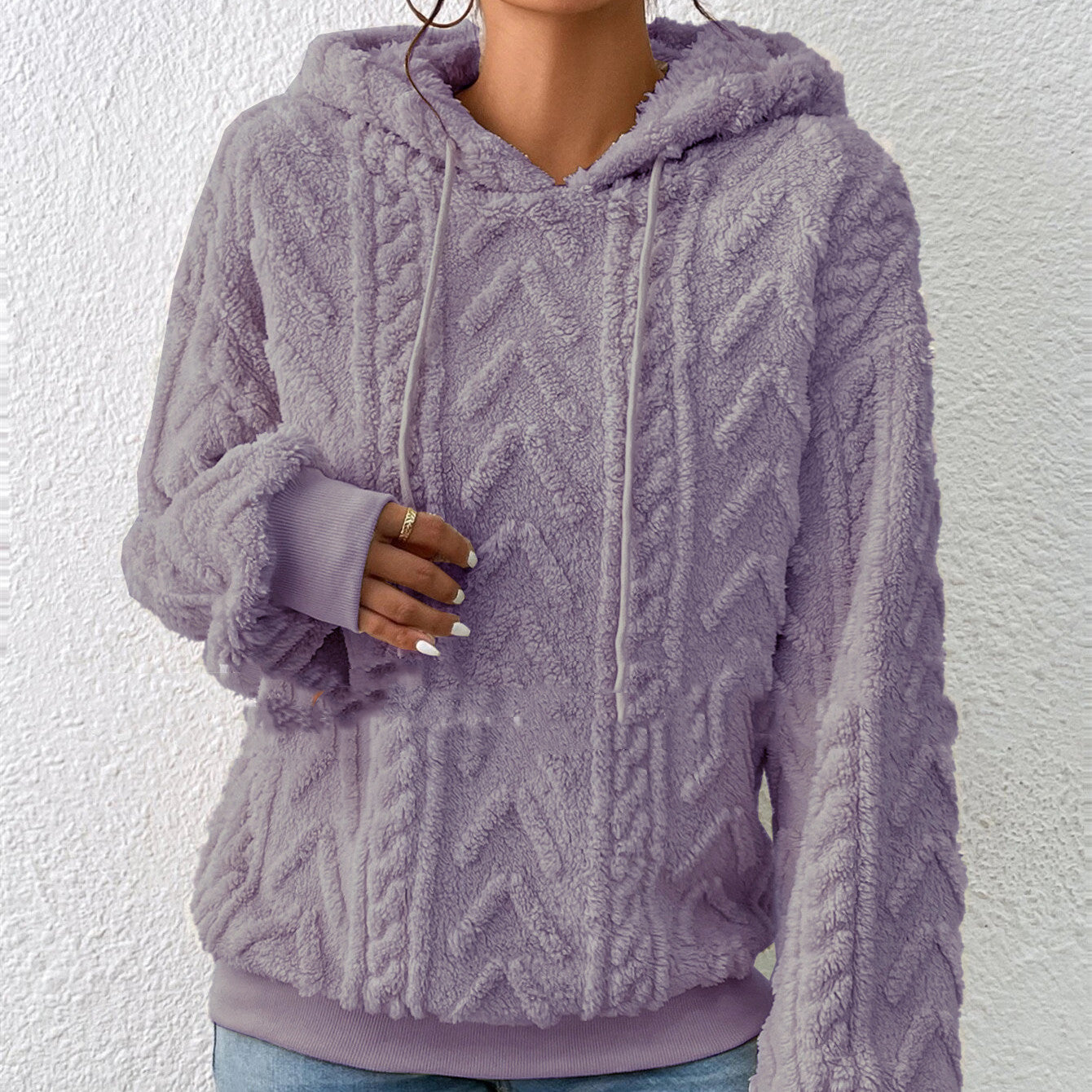 Dames Teddy Hoodie met Geometrisch Patroon | Ralomy