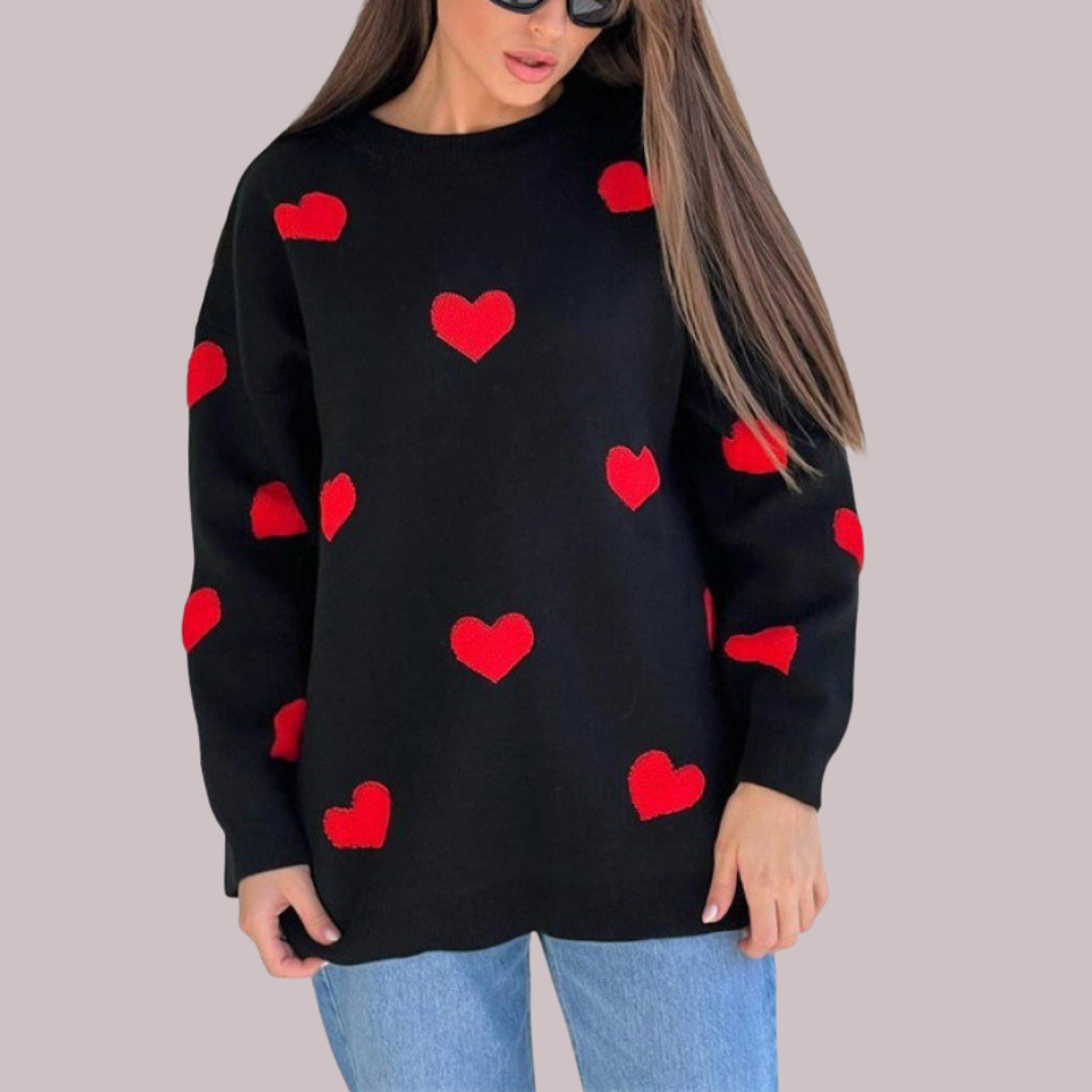 MILU | Cotton Blend Sweater with Hearts