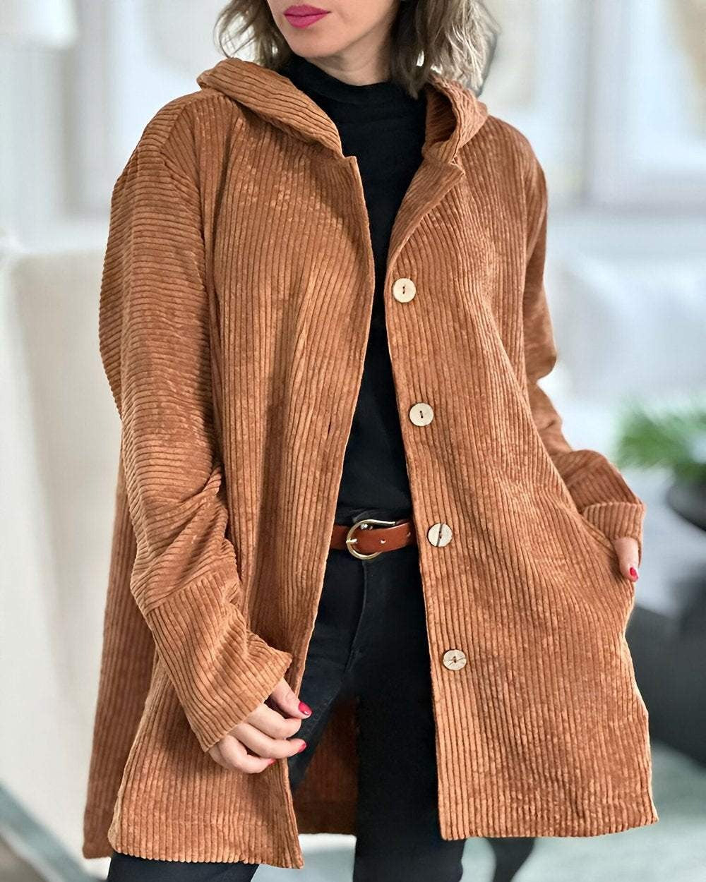 Velicia | Cozy Corduroy Hooded Jacket