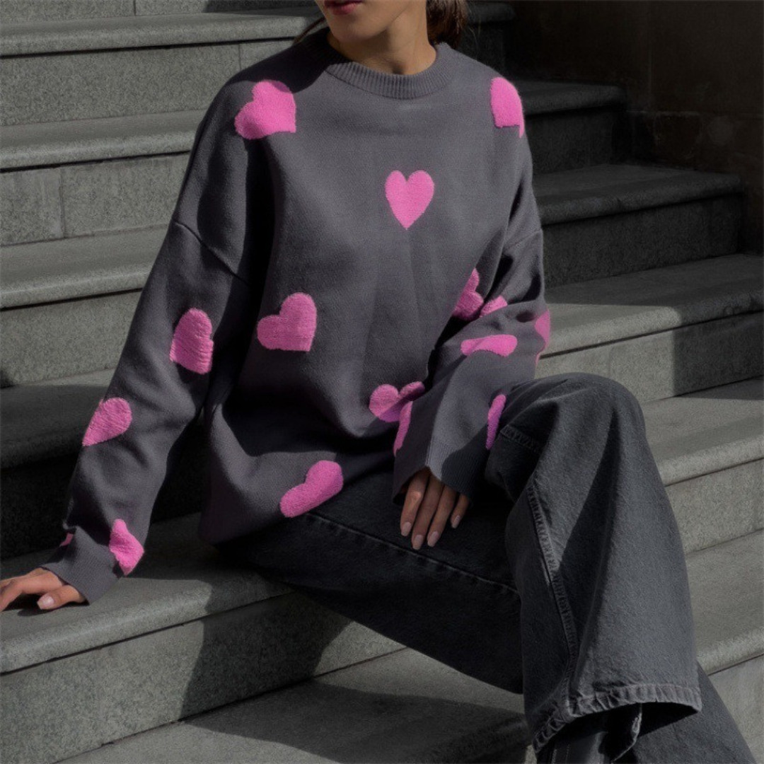 MILU | Cotton Blend Sweater with Hearts