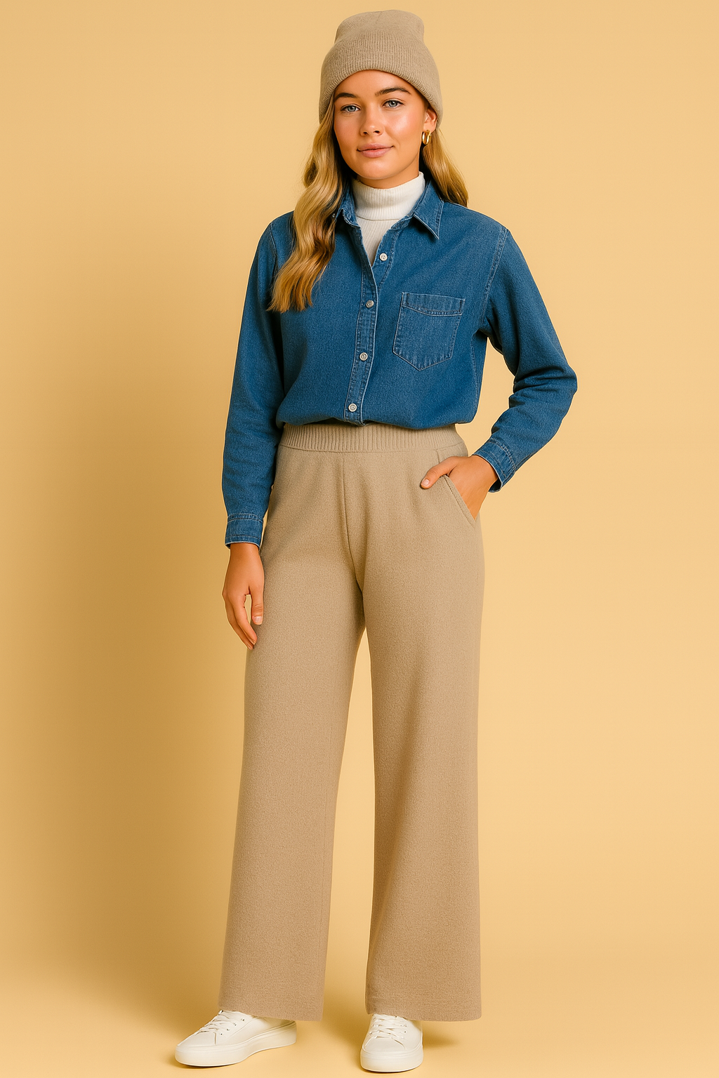 Dames Comfort Broek met Wijde Pijpen | April