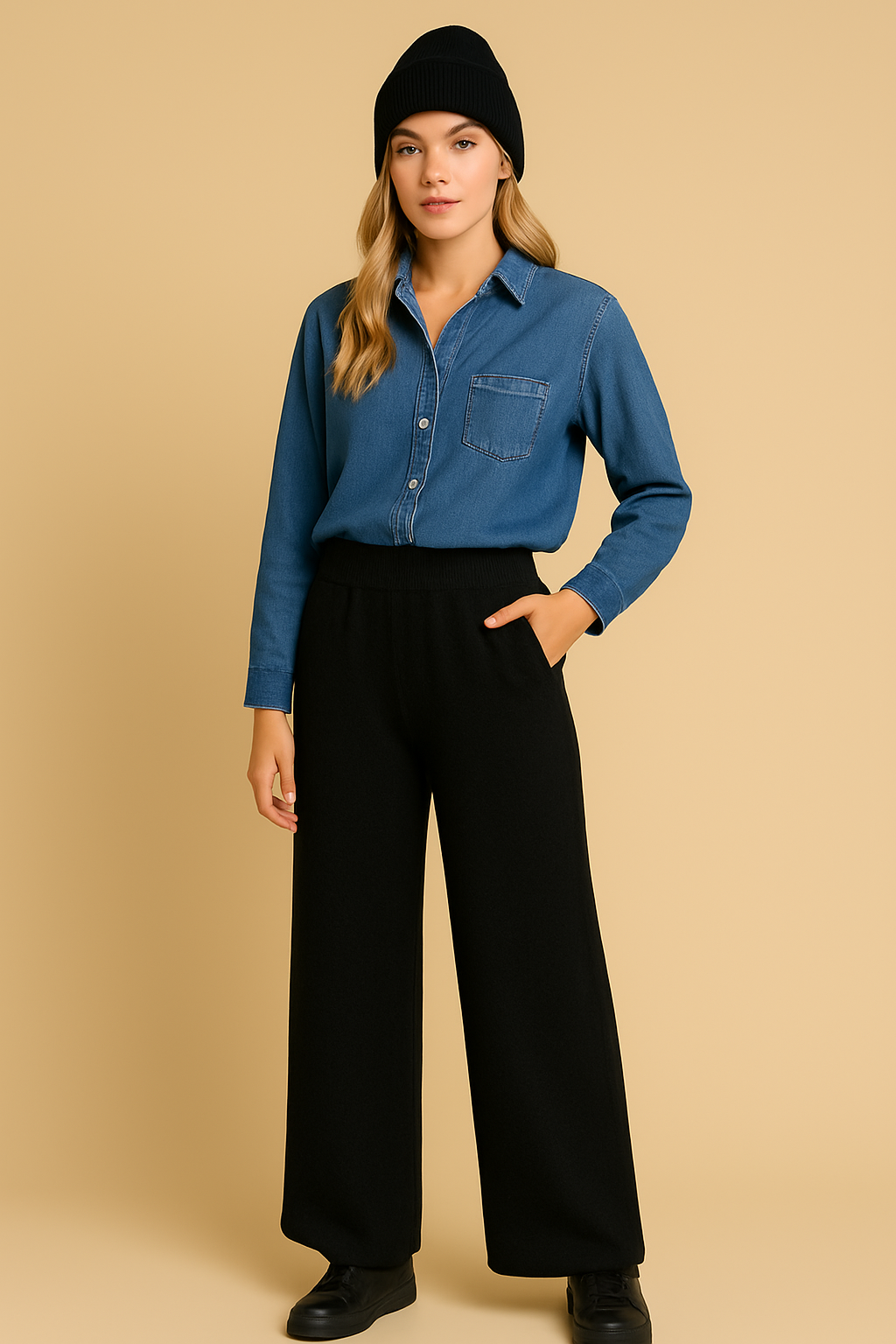 Dames Comfort Broek met Wijde Pijpen | April