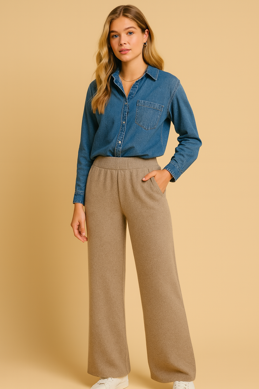 Dames Comfort Broek met Wijde Pijpen | April