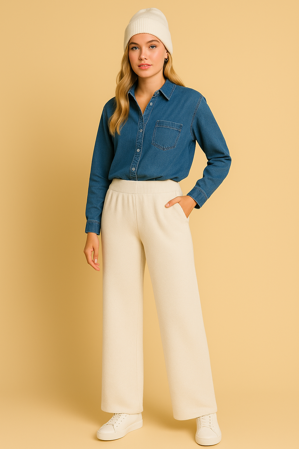 Dames Comfort Broek met Wijde Pijpen | April