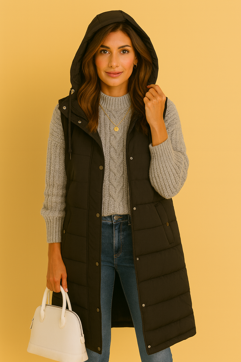 Dames Lange Bodywarmer met Capuchon | Bibi