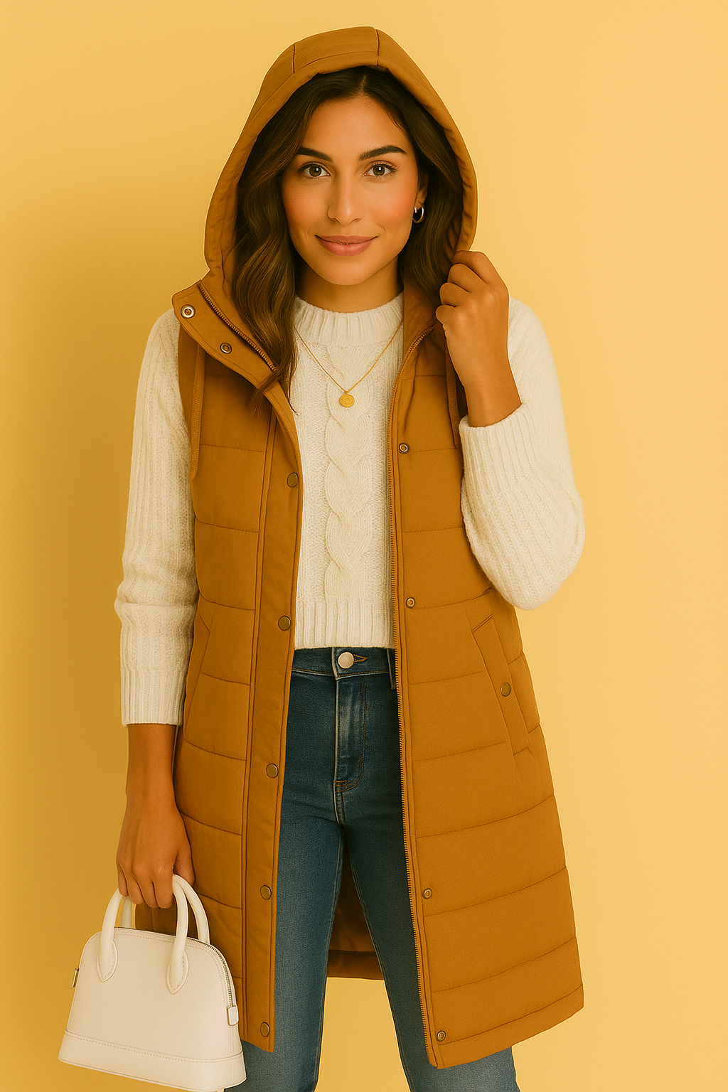 Dames Lange Bodywarmer met Capuchon | Bibi