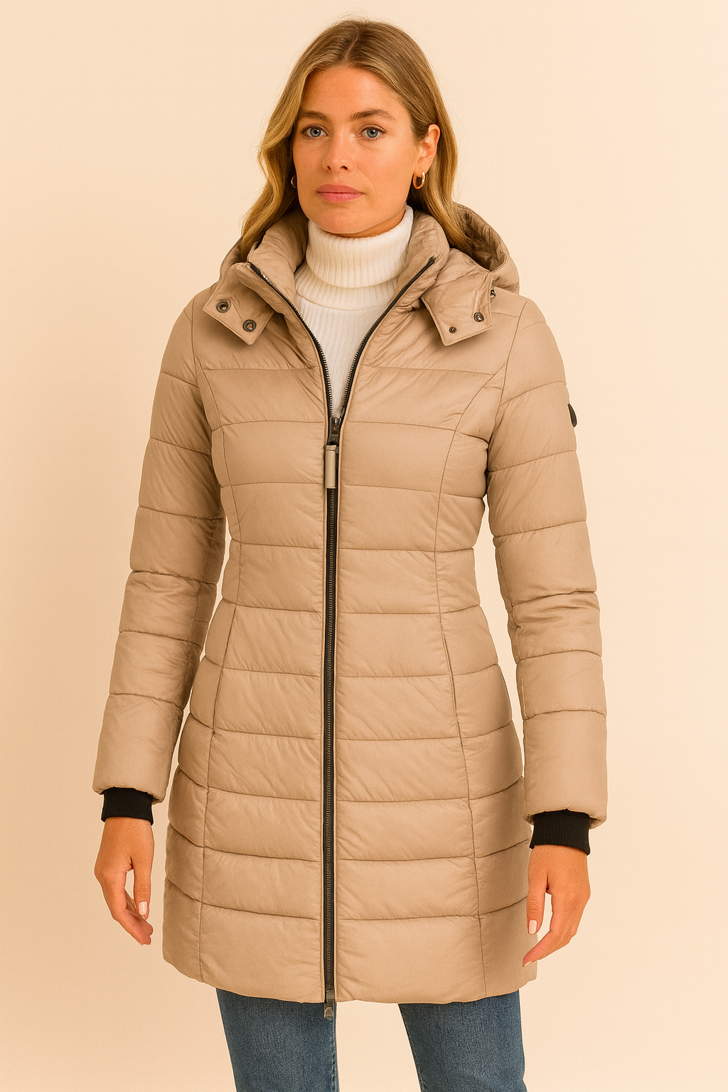 Dames Lange Gewatteerde Winterjas met Capuchon | Blair