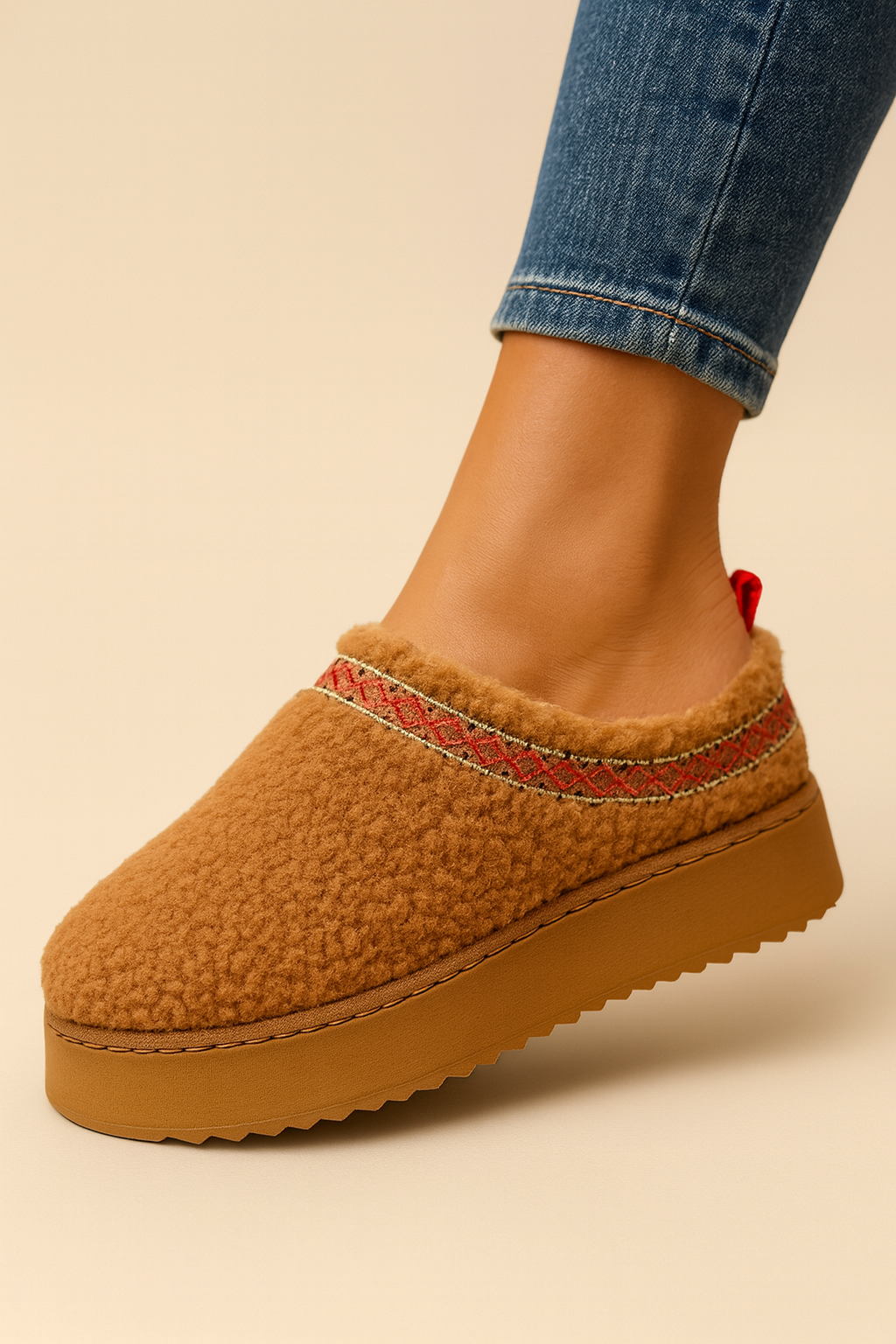 Dames Warme Pluche Platform Instappers | Emanda