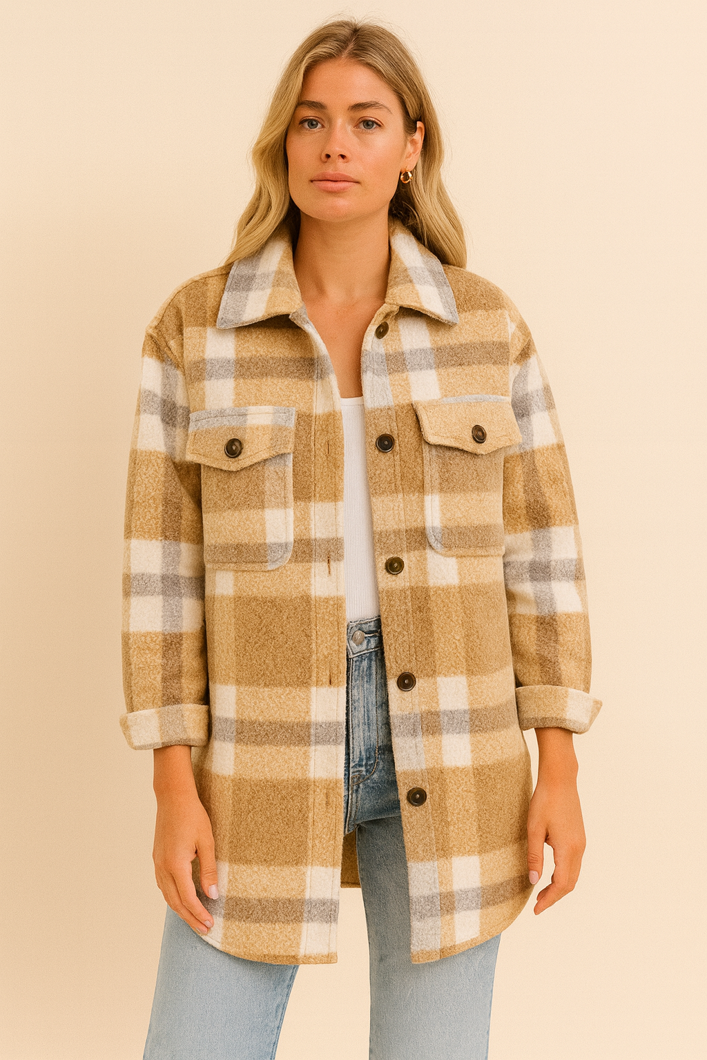 Dames Geruite Overshirt met Zakken | Hanalore