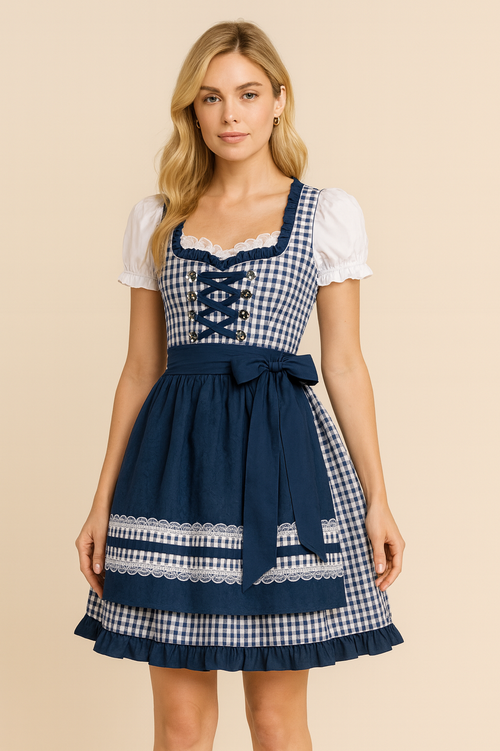 Dames Feestelijke Dirndl Jurk met Geplooide Rok en Knoopsluiting | Nynke