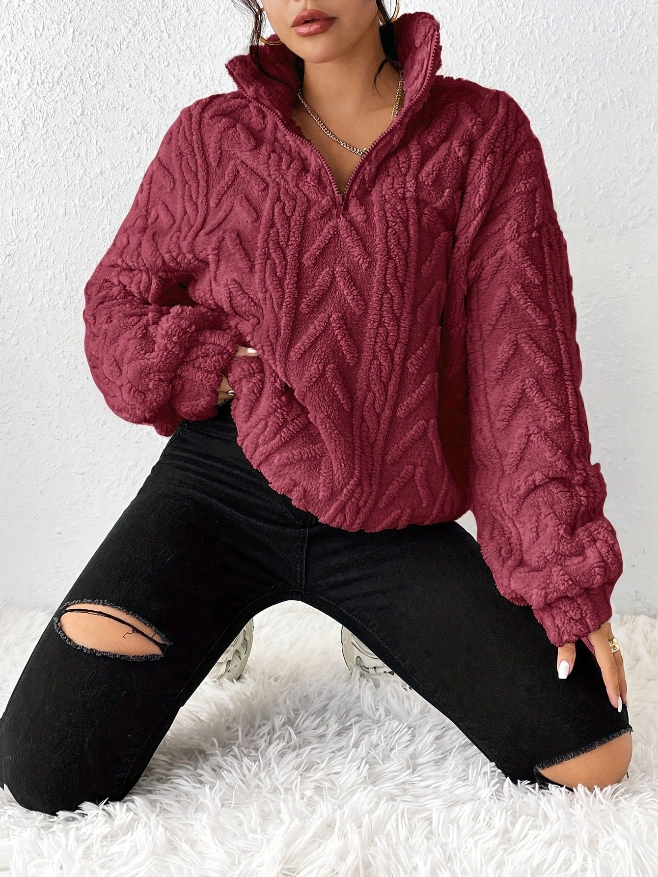 Dames Fleece Trui met Hoogsluitende Kraag | Risma