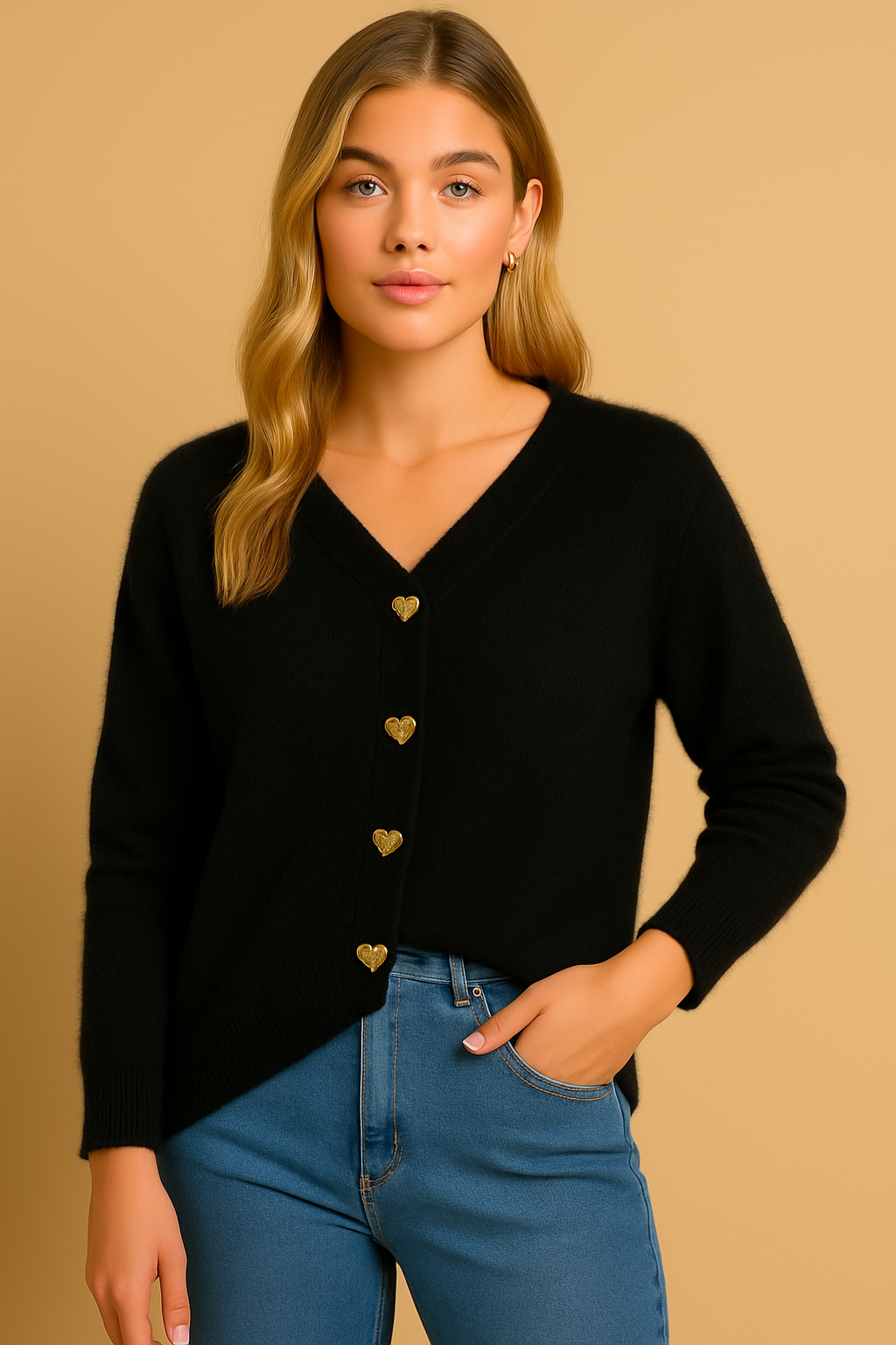 Dames Stijlvol Vest met Hartvormige Knopen | Rain