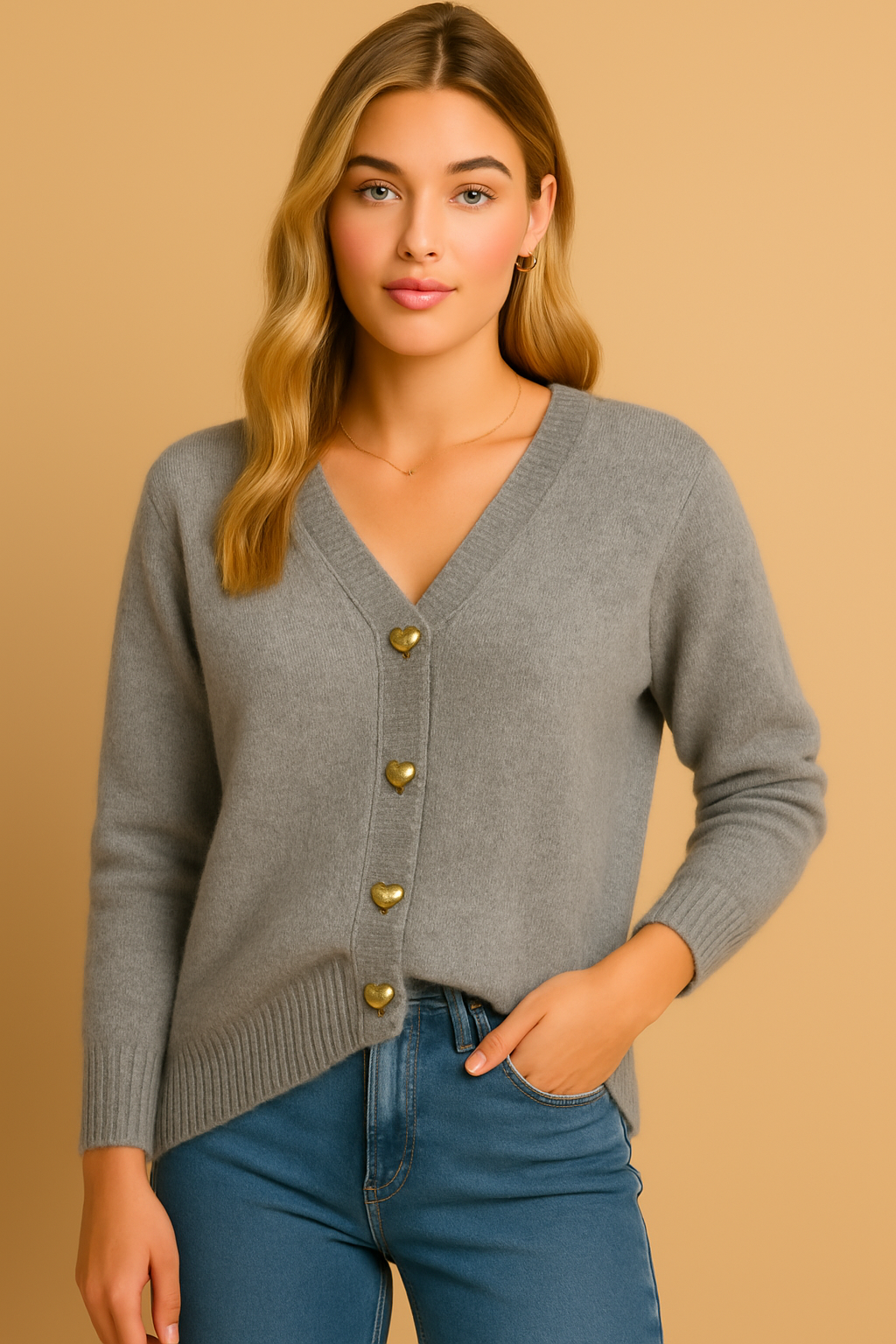 Dames Stijlvol Vest met Hartvormige Knopen | Rain