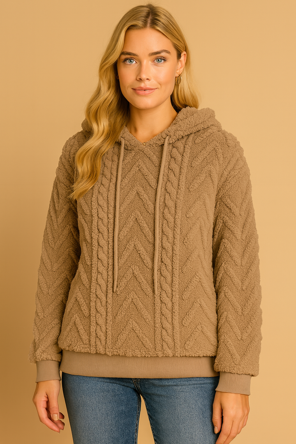 Dames Teddy Hoodie met Geometrisch Patroon | Ralomy