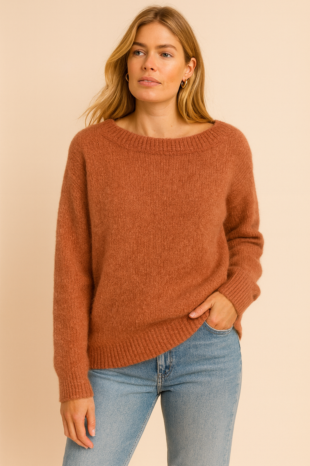 Dames Gebreide Trui met Boothals Neklijn | Raven