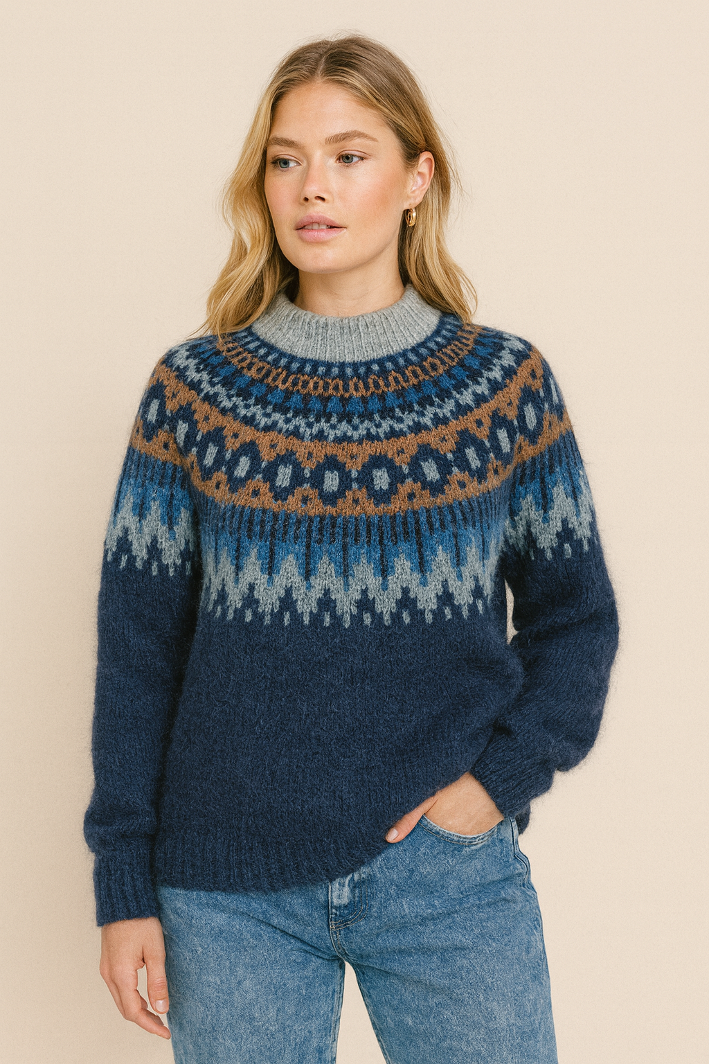Dames Gebreide Trui met Noors Patroon | Reina