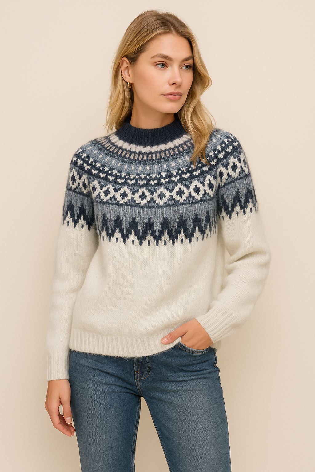 Dames Gebreide Trui met Noors Patroon | Reina