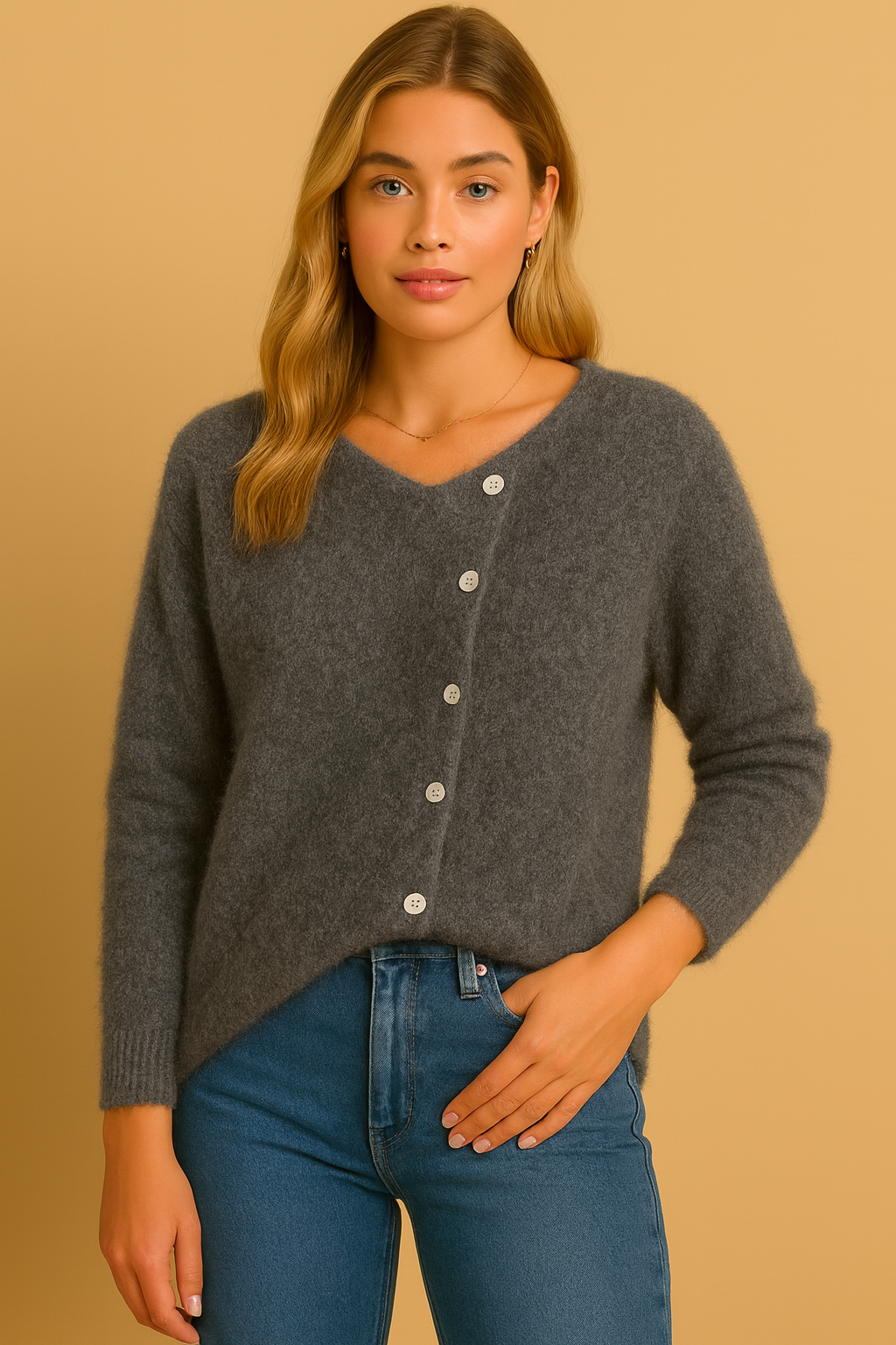 Dames Stijlvol Wollen Vest met Knopen | Ria