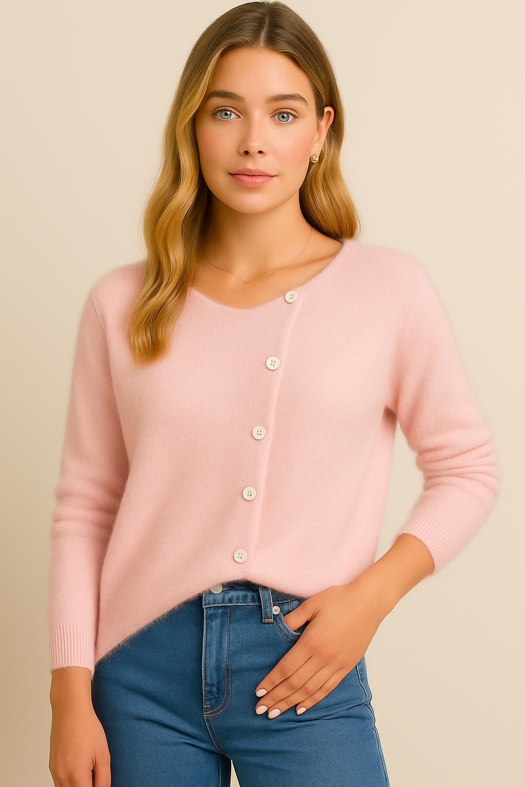 Dames Stijlvol Wollen Vest met Knopen | Ria