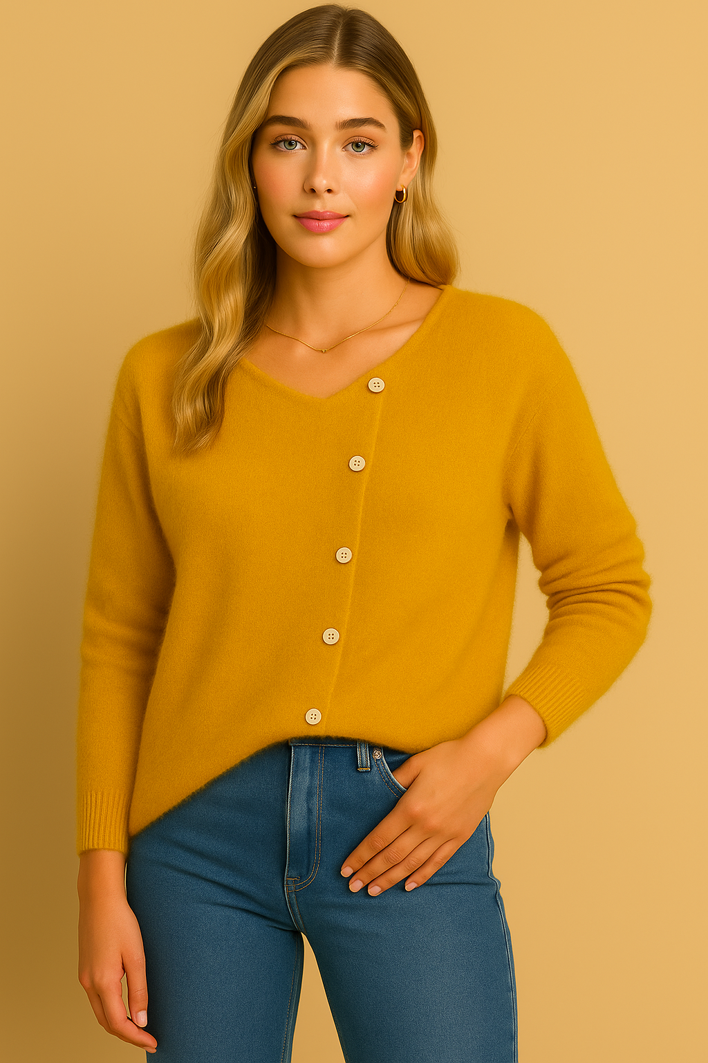 Dames Stijlvol Wollen Vest met Knopen | Ria