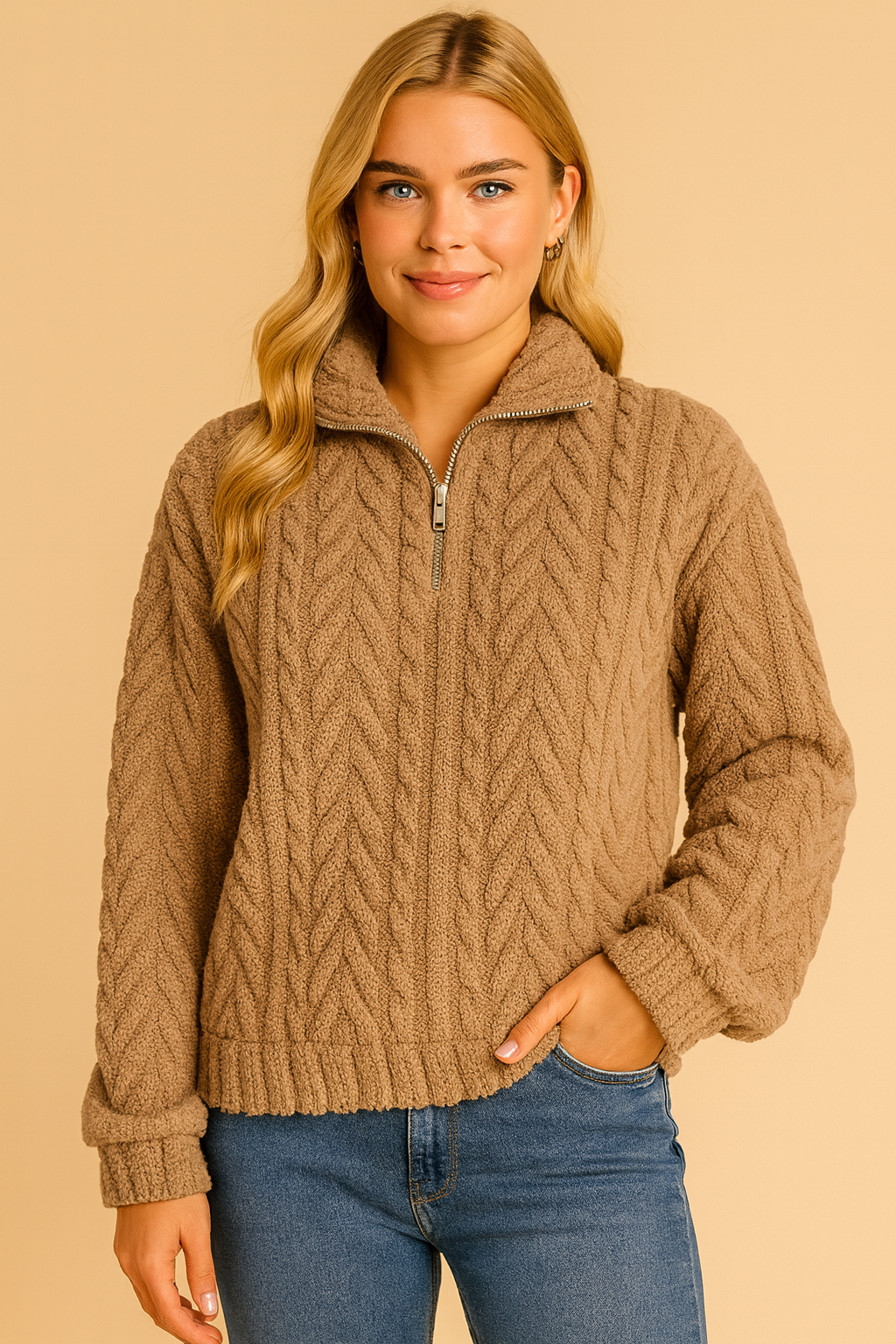 Dames Fleece Trui met Hoogsluitende Kraag | Risma