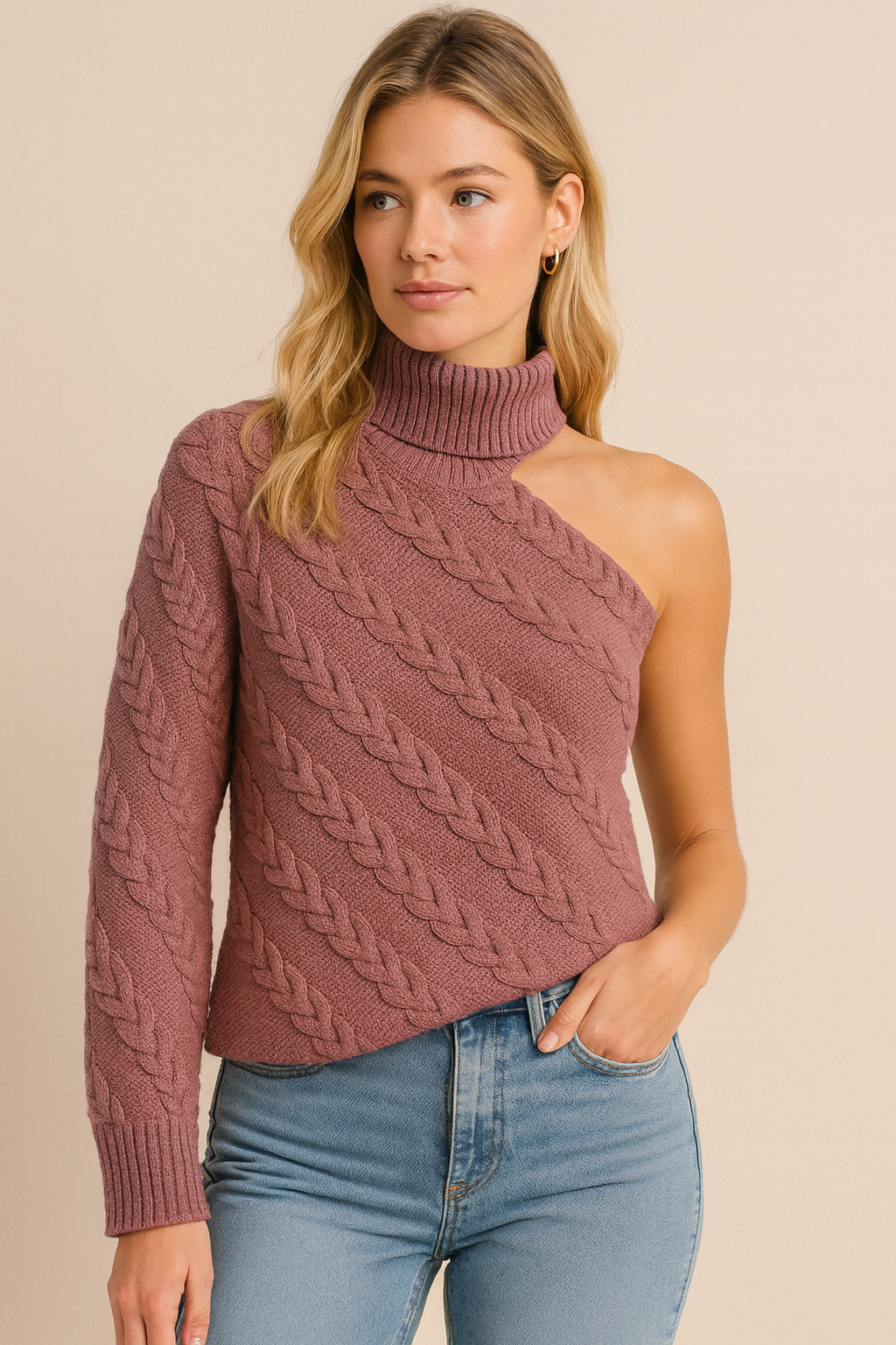 Dames Off-Shoulder Kabel Trui met Col | Rover