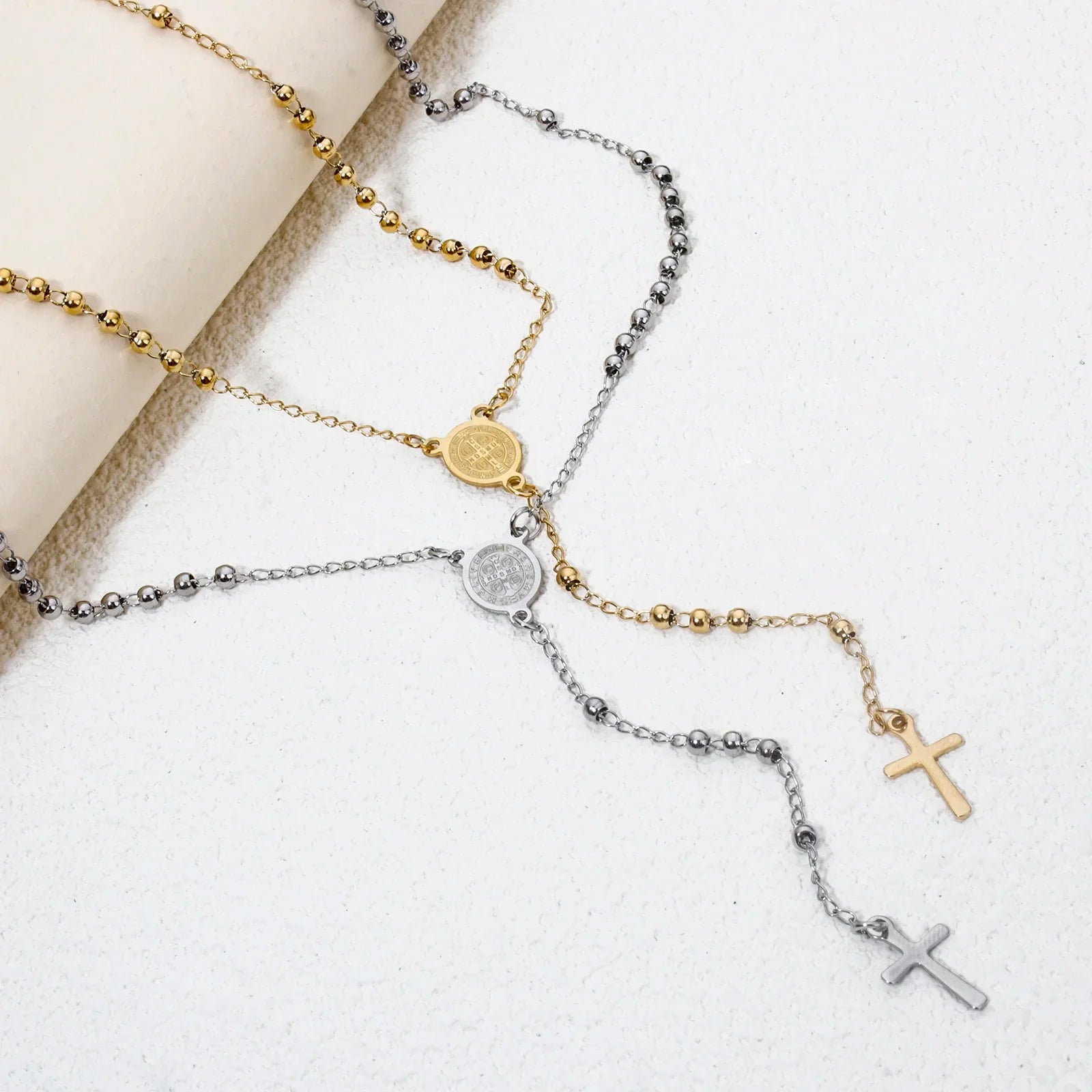 Stainless Steel Rosary Necklace