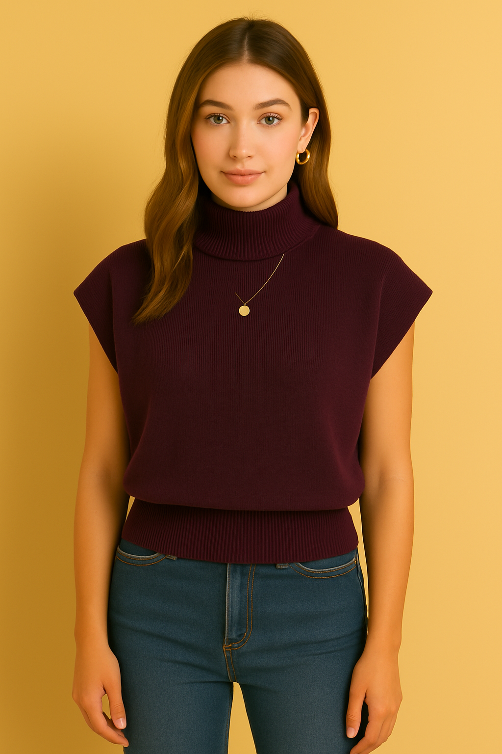 Dames Mouwloze Gebreide Top met Colkraag | Therese