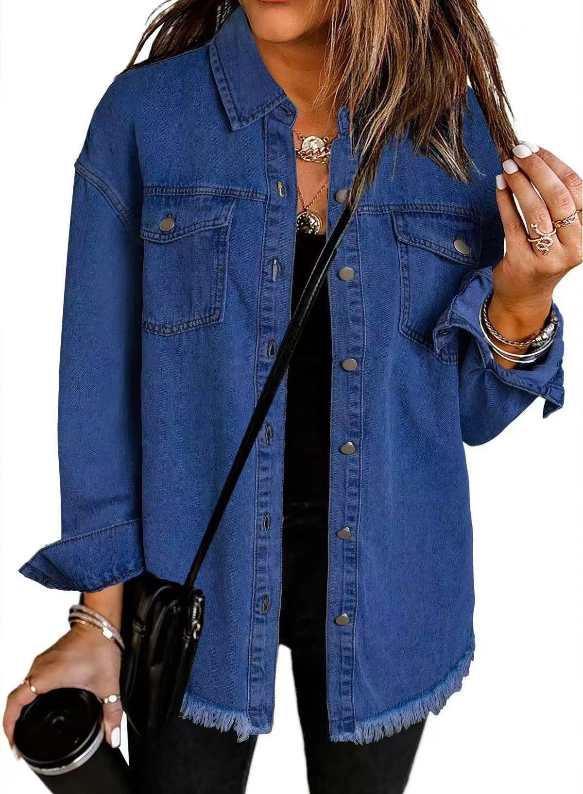 Dames Klassieke Denim Blouse met Zakken | Heather