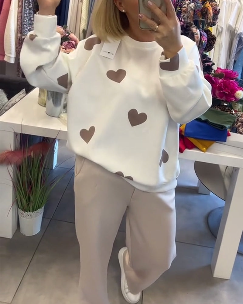 MILU | Cotton Blend Sweater with Hearts
