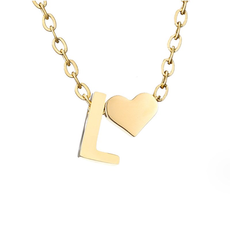 Minimalist Initial Necklace with Heart Charm