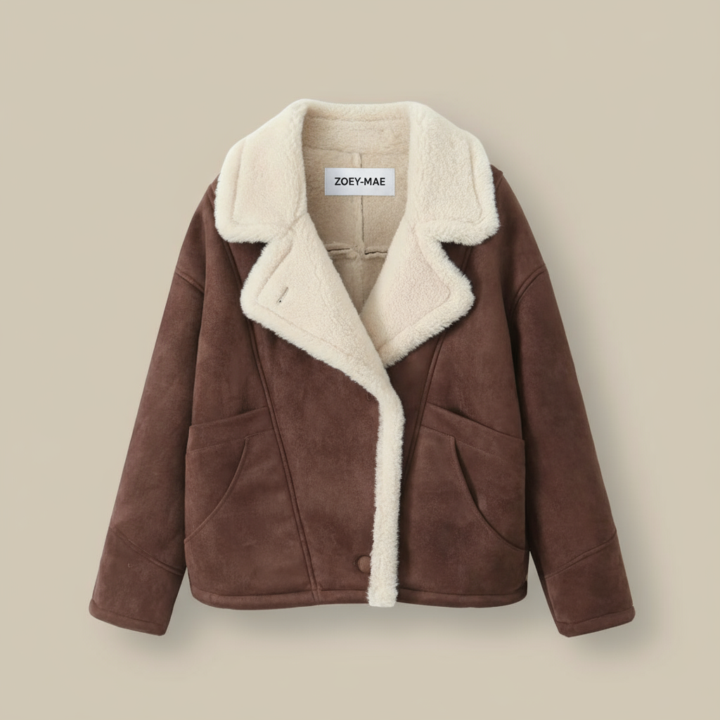 Elspeth - Women's Suede Leather Jacket, Lapel Pockets