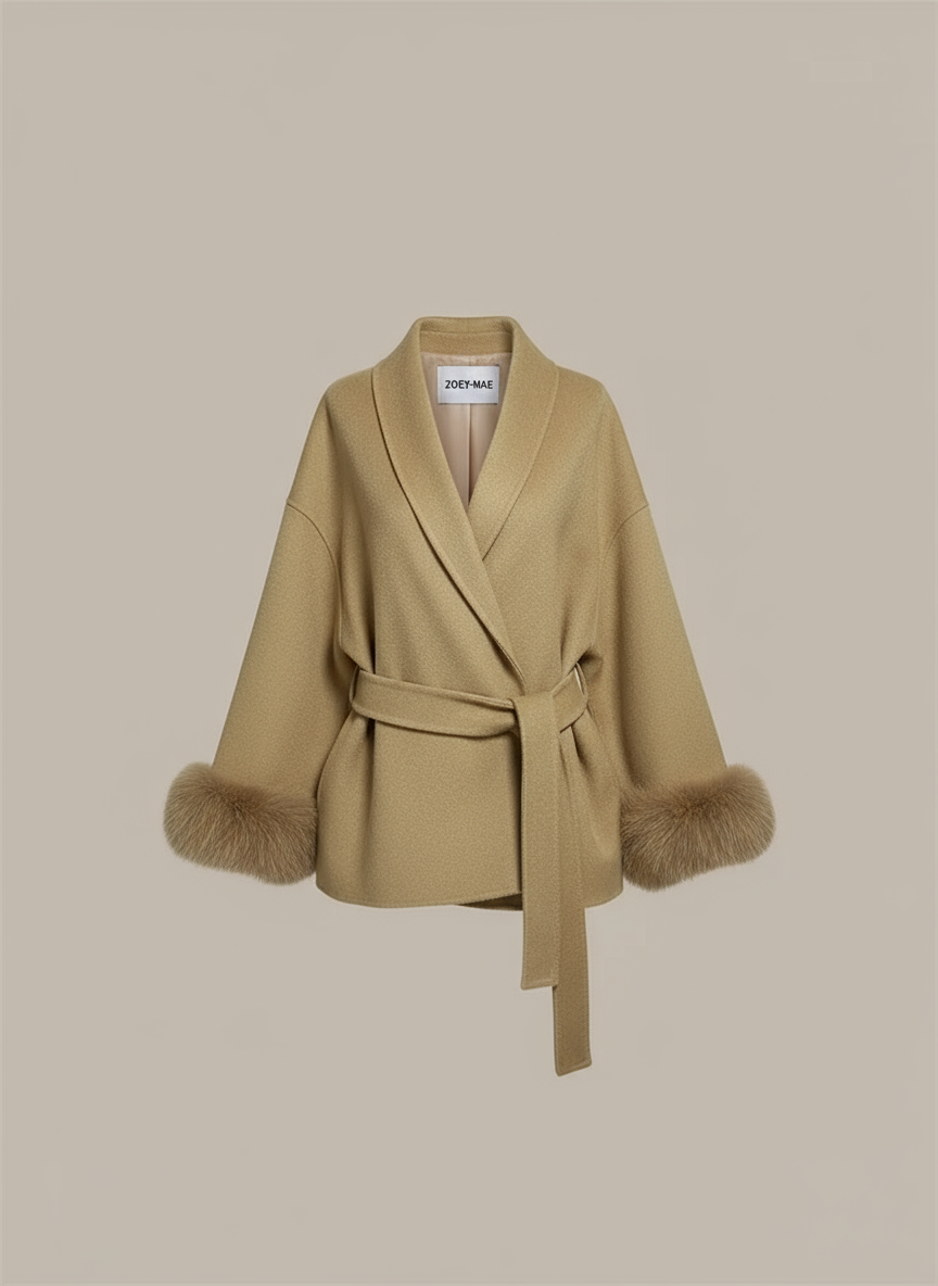 Eulalia - Tossy Fox Fur Wool Overcoat Women's Short Coat