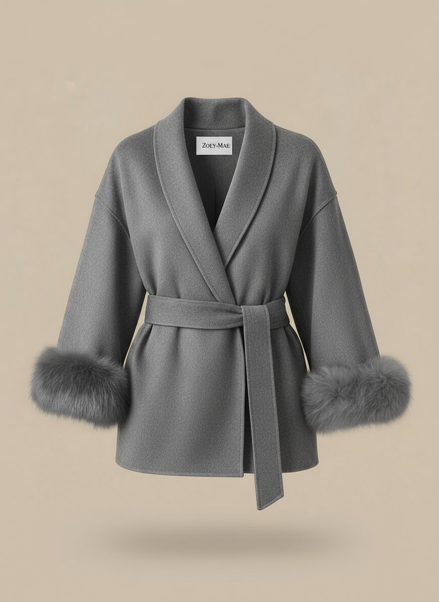 Eulalia - Tossy Fox Fur Wool Overcoat Women's Short Coat