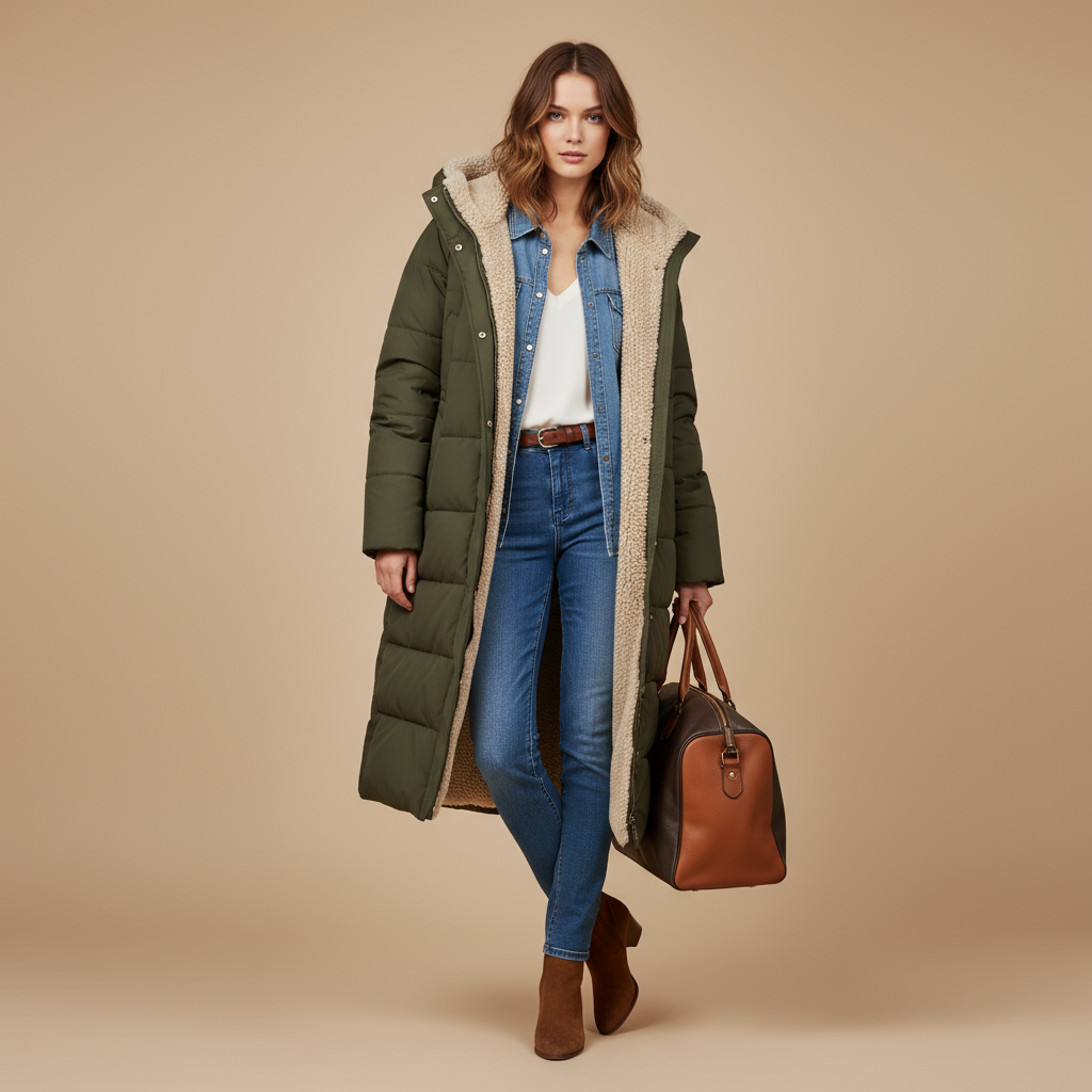 flora - Comfortable Faux Fur-Lined Coat
