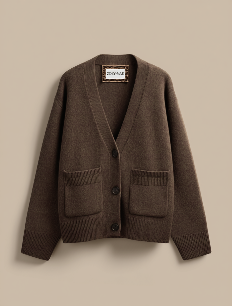 Elinor - Women's Knitted Cardigan Solid Color Long Sleeve