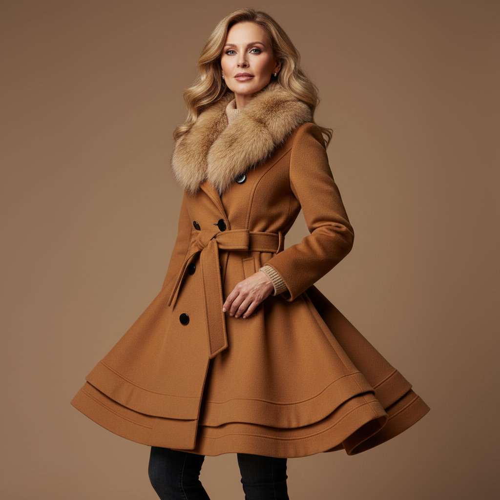 Emm - Chic Coat Featuring a Faux Fur Collar