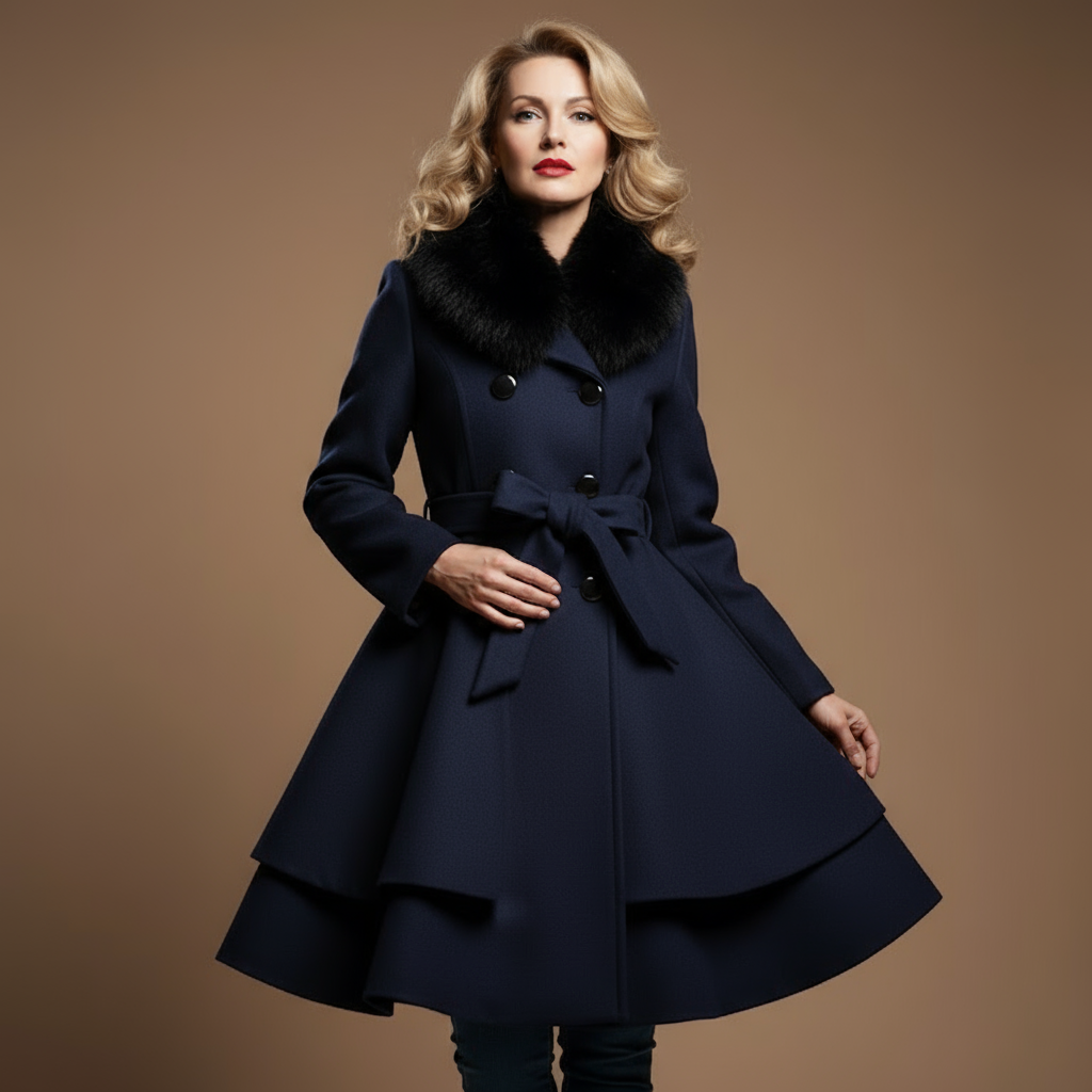 Emm - Chic Coat Featuring a Faux Fur Collar