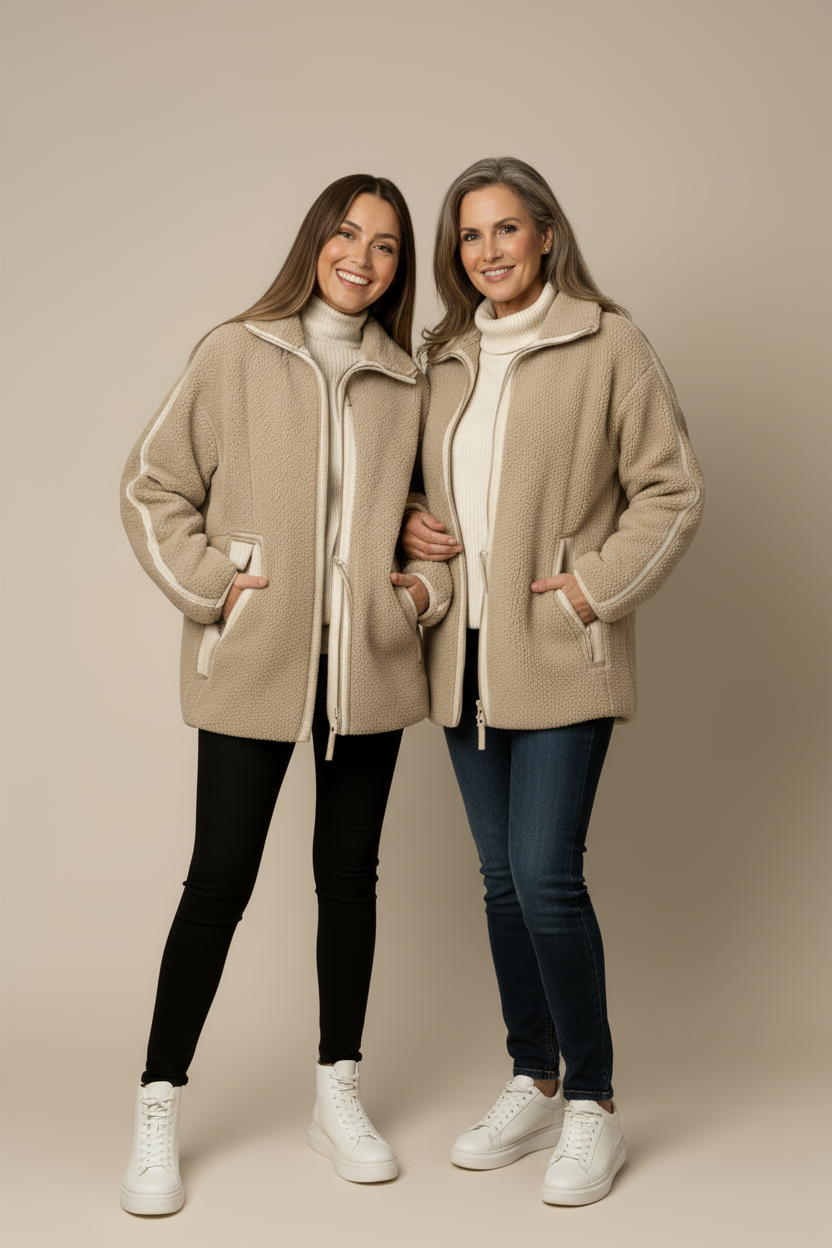 Jaidee - Women's oversized teddy coat with zipper