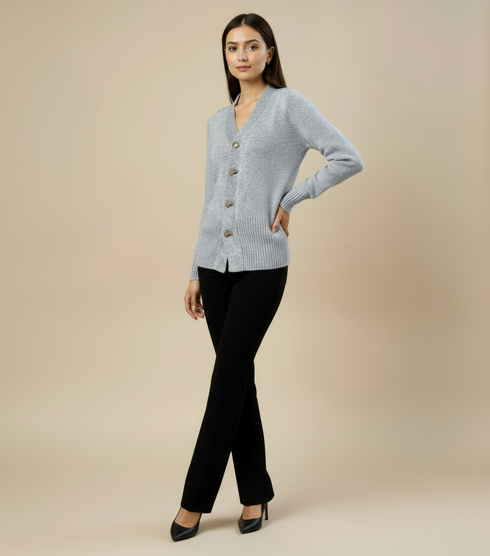 Evy | Elegant Heart Button Cardigan