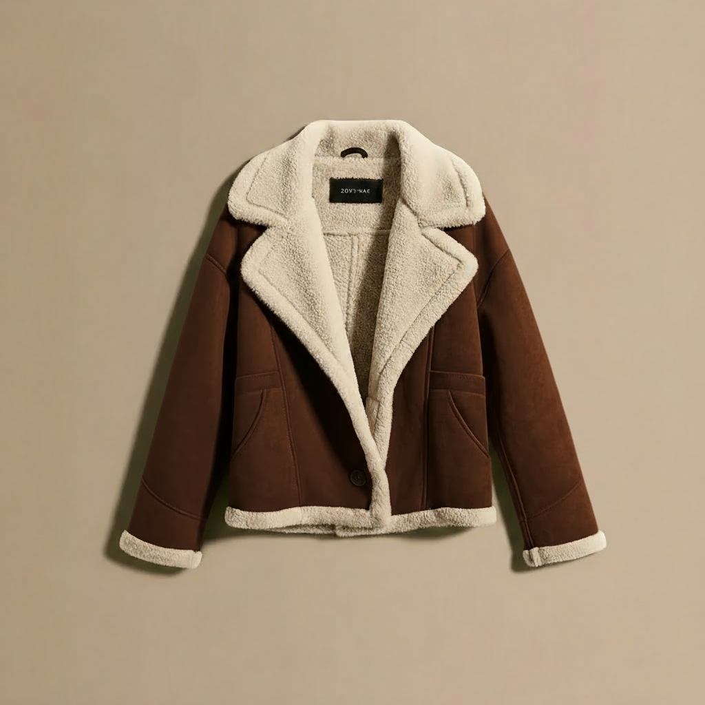 Cecily - French Vintage Lamb Wool Women Coat Patchwork