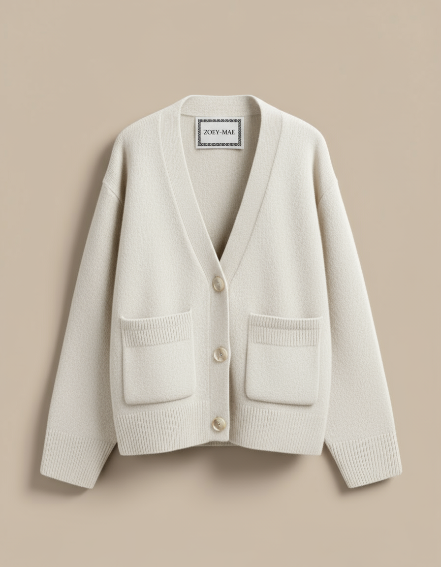 Elinor - Women's Knitted Cardigan Solid Color Long Sleeve